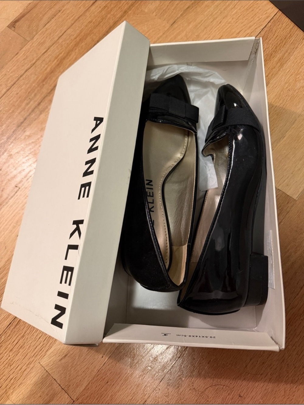 Anne Klein Black Patent & Suede Bow Flats